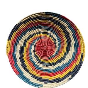 African Style Handwoven tribal  wall art,boho Wall hanging basket,  15 inches large ethnic rattan wall baskets.