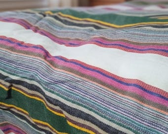 Handwoven striped Portugal Cotton Blanket: Extra Large woven blanket, king bed runner