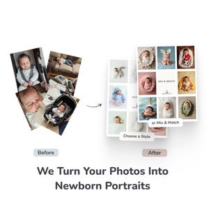 8 Studio Style Newborn Portraits - We Transform Your Photos For You Into Newborn Photos