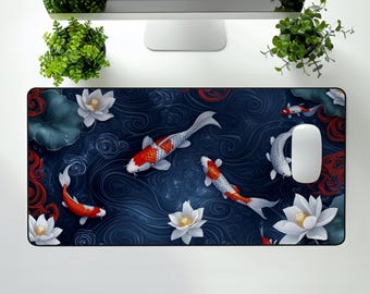 Tapete de escritorio con diseño de peces koi: Impresión artística zen japonesa