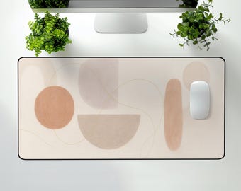 Minimalist Abstract Desk Mat: Blush Neutral Office Decor