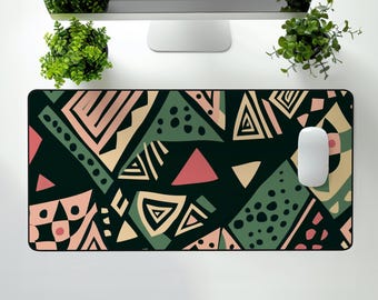 Tribal Geometric Desk Mat: African Print Neoprene Keyboard Pad