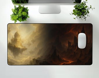 Angel vs Demon Desk Mat, Large Fantasy Gaming Mouse Pad
