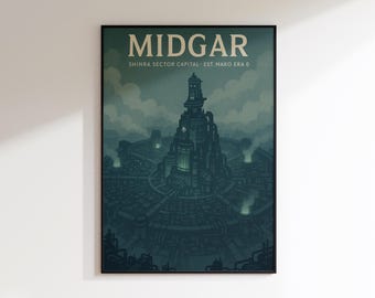 Final Fantasy VII Poster: Midgar Travel Art Print, Cosmo Canyon Decor