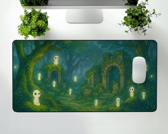 Von Ghibli inspirierte Schreibtischmatte Waldgeist: Cottagecore Bürodeko