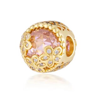 Gold Spacer Charm Bead, 18K Gold Plated Spacer Charm, S925 Sterling Silver Charm for Bracelet, European Charm Bead 9
