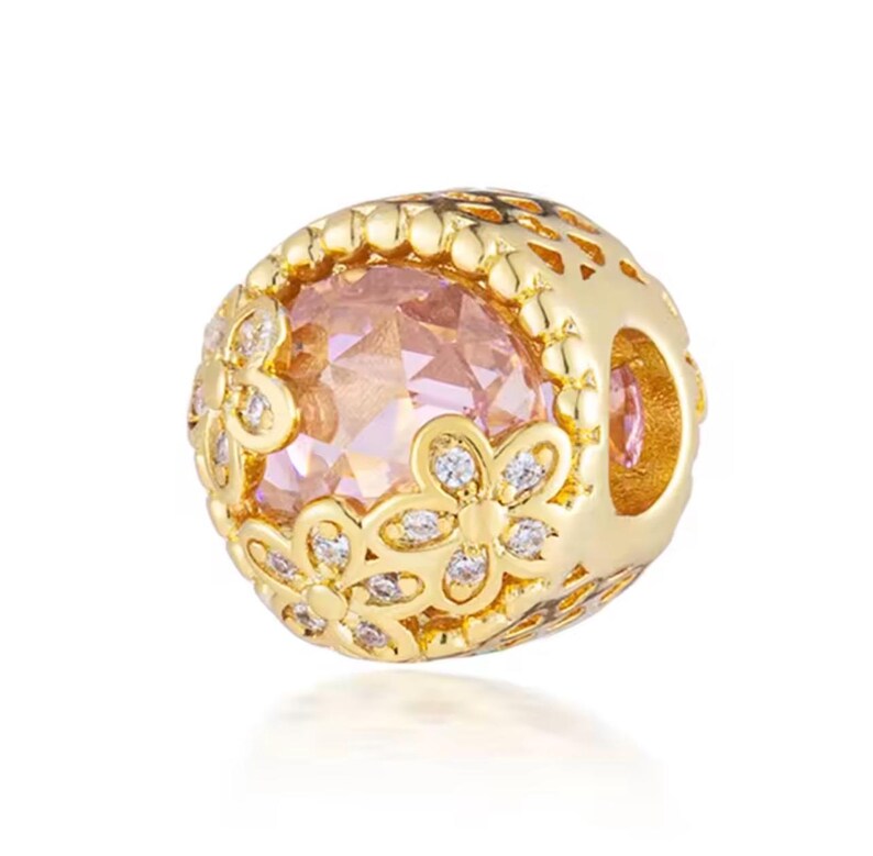 Gold Spacer Charm Bead, 18K Gold Plated Spacer Charm, S925 Sterling Silver Charm for Bracelet, European Charm Bead 9
