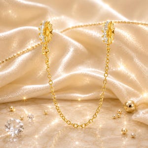 Corrente de segurança dourada, conector para pulseira de berloques, corrente de segurança banhada a ouro 18K, trava para pulseira, presente para ela.