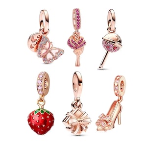 Rose Gold Spacer Charms, 18K Gold Plated, S925 Silver, For Pandora Bracelets, BUY 3 GET 70% OFF