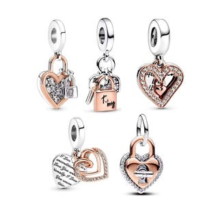 Rose Gold Pendant Charms, 18K Gold Plated, S925 Silver, For Pandora Bracelets, BUY 3 GET 70% OFF
