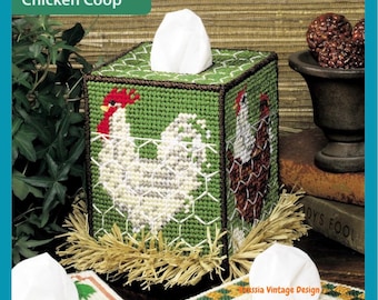Chicken Tissue Box Cover Plastic Canvas PDF Pattern