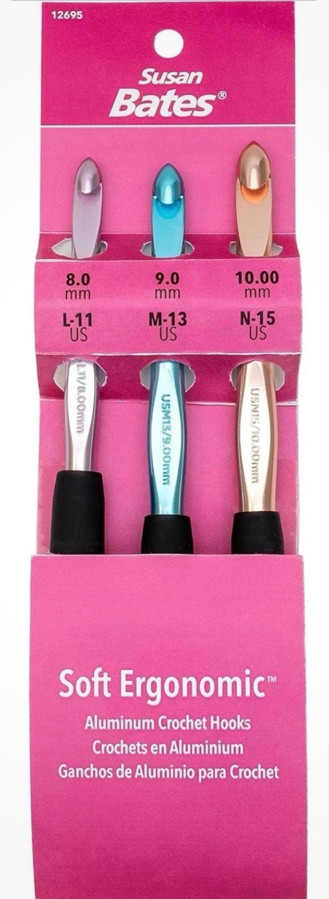 Susan Bates Ergonomic Aluminum Crochet Hook Set (L11, M13, N15) - Etsy