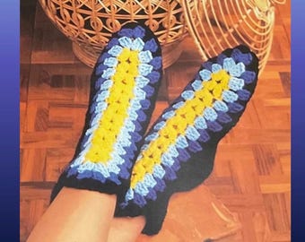 Vintage Crochet Slipper Pattern: Mile A Minute Granny, Adult Sizes (PDF Pattern)