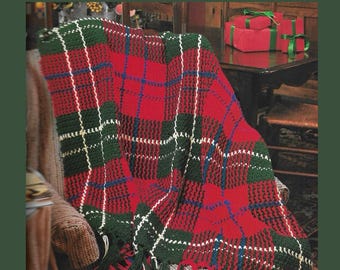 Vintage Christmas Tartan Crochet Afghan Pattern (PDF Pattern)