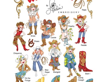 Cowgirl Embroidery Design, Western Stitch File