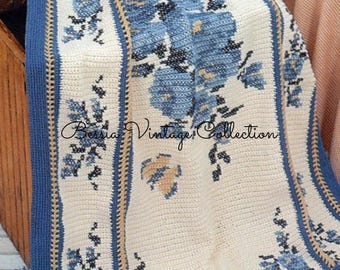 Vintage Crochet Floral Afghan Pattern (PDF Download)