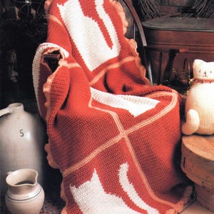 Crochet Vintage Pattern,Cat Crochet Afghan,Crochet Cat Afghan Pattern,Crochet Pattern,Graph Cat Pattern, Crochet Afghan,Crochet Blanket