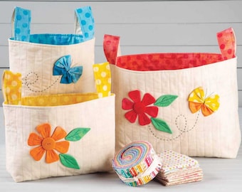 Quilted Fabric Basket Sewing Pattern, Set of 3 (PDF Pattern)