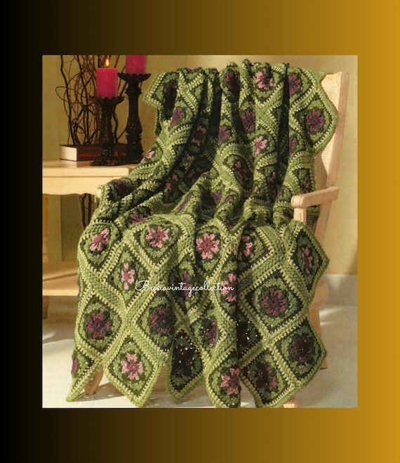 Vintage Floral Trellis Crochet Afghan Pattern (PDF Pattern)
