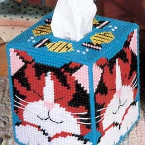 Plastic Canvas PDF Pattern, Cat Tissue Box, Plastic Canvas, Plastic Canvas Tissue Box, Tissue Box, Tissue Box Cover, Tissue Box PDF