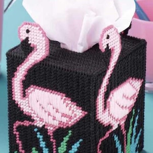Plastic Canvas PDF Pattern, Flamingo Tissue Box, Plastic Canvas, Plastic Canvas Tissue Box, Tissue Box, Tissue Box Cover, Tissue Box PDF