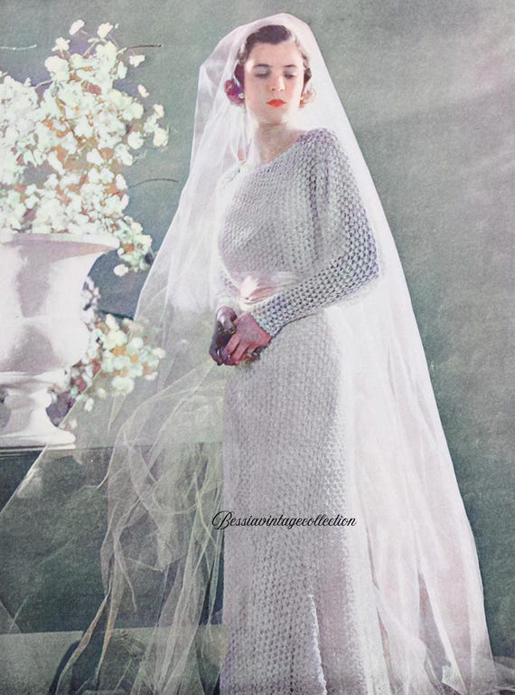 Vintage Knit Wedding Dress Pattern: Bridal Gown PDF (intermediate Skill  Level) - Etsy Israel