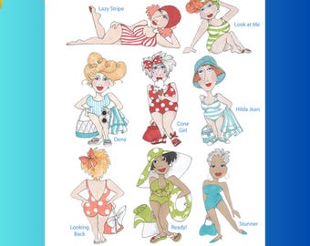 Loralie Designs Fashion Beach 1, 8 Embroidery Designs, USB Stick