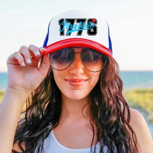 Party Like It&#39;s 1776 Trucker Hat, Patriotic 4th of July, Fourth of July Funny Cap, USA Independence Day Outfit, America Red Blue Mesh Cap
