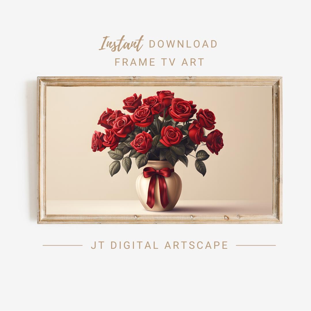 Valentine's Red Roses Bouquet Frame TV Art (digital Download) - Etsy