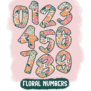 Floral Numbers, PNG, Clipart, Design Element, Digital Download