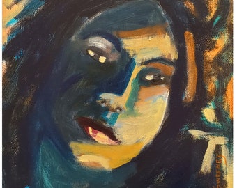 Abstract Woman Painting: Original Acrylic Painting Figurative Art (11x14)