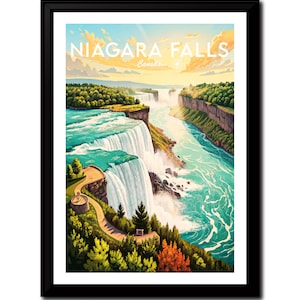 Póster de viaje de las Cataratas del Niágara, Canadá, descarga digital PNG, decoración de viaje digital, arte de pared, obras de arte para el hogar, decoración del hogar, regalo de viaje