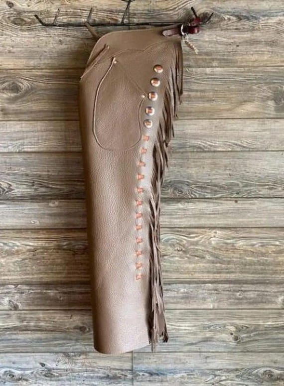 レザー チンクス チャップ ハンドメイド ウエスタン チャップ ブラウン 