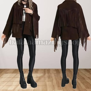 Veste femme en daim à franges faite main, veste en cuir western vintage à franges pour femmes, cuir suédé véritable