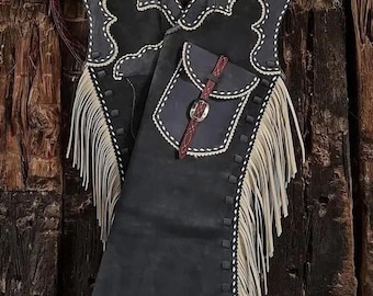 Handmade Suede Leather Chaps: Western Fringed Horse Riding Costume