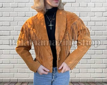 Boho Fransen Wildlederjacke: Vintage Western Style Lederoberbekleidung
