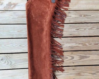 Leather Chaps Hand Made Western Suede Chap Horse Riding Fringes Pant Suede Cowboy