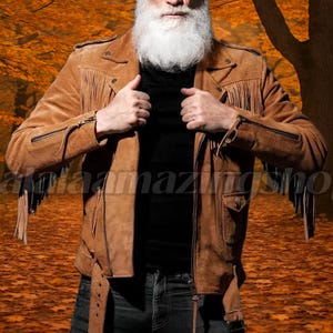 Men&#39;s Suede Fringe Leather Jacket: Western Cowboy Biker Style