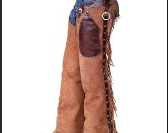 Leather Chinks Chap Hand Made Western Suede Chap Horse Riding Fringes Pant Suede Cowboy Costume Equestrian Chap
