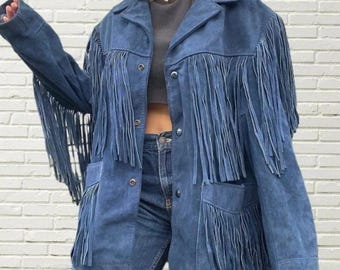 Fringe Suede Women&#39;s Jacket, Fringe Western Vintage Jacket Ladies Leather Jacket