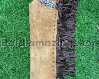 Chaps da cowboy in pelle scamosciata fatti a mano / Costume da rodeo western con frange