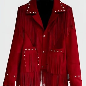 Giacca da donna in pelle con frange vintage, giacca western da donna - Giacca in pelle da donna