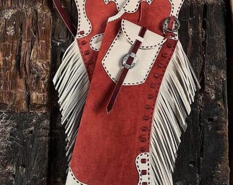 Handmade Suede Leather Chaps: Western Fringed Horse Riding Costume