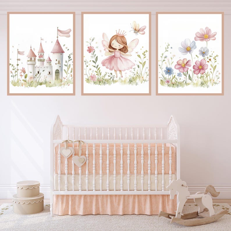 Fairy Theme Nursery Wall Art Girl Room Decor,set of 3 Whimsical Fairy ...