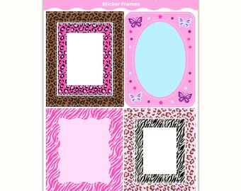 Y2K Animal Print Frames for Journals | Planner Stickers, Scrapbook Frames