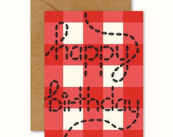 Picnic Ants Birthday Card, Cute Summer Greetings