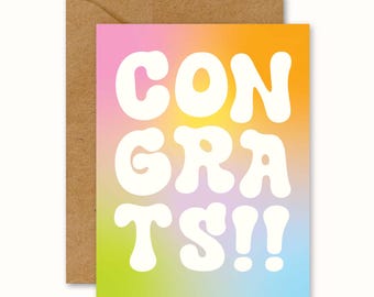 Cute Congrats Card, Colorful Congratulations Greeting