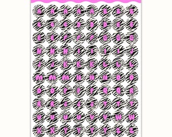 Zebra Print Alphabet Letters Sticker Sheet | Junk Journaling, Scrapbook, Planner Stickers