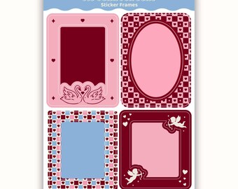 Cupid Hearts Sticker Frames For Journals | Planner Stickers, Scrapook Frames