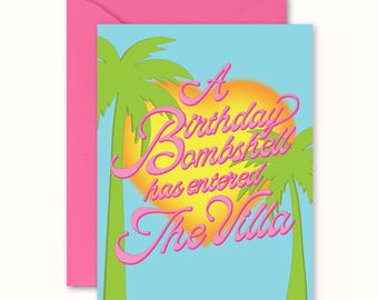 Carte d'anniversaire bombe Villa, carte d'anniversaire inspirée de Love Island